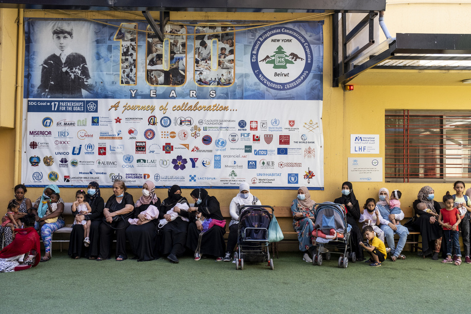 The waiting area at the Karagheusian Primary Health Centre in Beirut, Lebanon, on 26 July 2022.  Patients visiting this centre may be enrolled in routine influenza surveillance if they have certain symptoms. If they are enrolled, a sample will be collected and tested for respiratory viruses.   This health centre functions as a sentinel site for influenza-like illness surveillance. Respiratory samples are collected from symptomatic patients and tested for influenza, SARS-CoV-2 and other respiratory viruses. Information from this routine surveillance is important to inform national, regional and global actions on preparing and responding to respiratory viral diseases.