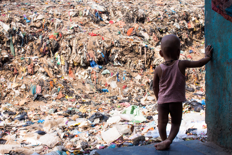 Young child looking out at the mountains of waste. Shivaji Nagar, Deonar, Mumbai. March 2015.

Nearly one-third of the 6.6 million under-5 child deaths every year are associated with environment-related causes and conditions. Environmental risk factors often act in concert, and their effects are exacerbated by adverse social and economic conditions particularly conflict, poverty, and malnutrition.

Illustration about Children`s Environmental Health in India.