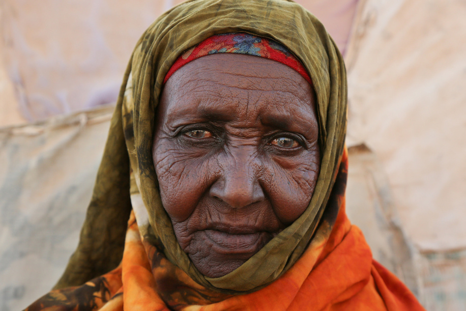 Hodan Ciise Hashi, 70, poses for a portrait in front of her house in Jigjiga Yar neighborhood in Hargeisa city. This was during the national immunisation campaign in Hargeisa, Somalia, on 28 March 2019.