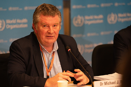 WHO Health Emergencies Programme Executive Director Dr Michael J. Ryan speaking at the Coronavirus Virtual Press Conference (VPC) in WHO headquarters, Geneva, Switzerland, 13 February 2020.   Title of officials and WHO staff reflects their respective positions at the time the photo was taken.