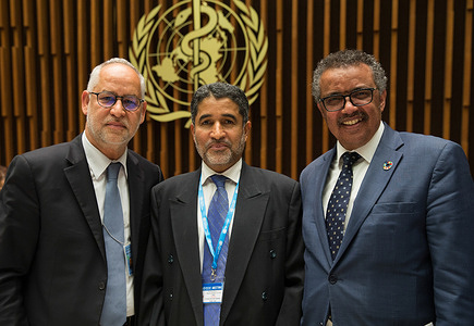 Geneva, 19 May 2018 – WHO's Special Session of the Regional Committee for the Eastern Mediterranean, held today in Geneva, has nominated Dr Ahmed Salim Saif Al Mandhari from Oman as WHO Regional Director for the Eastern Mediterranean, to be formally appointed by the WHO Executive Board during its 143rd session from 28 to 29 May 2018.    The nominee is expected to take up his appointment for a 5 years and 8 months term, starting from 1 June 2018.    The WHO Regional Committee comprises the following Members: Afghanistan, Bahrain, Djibouti, Egypt, Islamic Republic of Iran, Iraq, Jordan, Kuwait, Lebanon, Libya, Morocco, Oman, Pakistan, Palestine, Qatar, Saudi Arabia, Somalia, Sudan, Syrian Arab Republic, Tunisia, United Arab Emirates and Yemen. Pictured from left to right: Acting WHO Regional Director for the Eastern Mediterranean, Dr Jaouad Mahjour,  nominated WHO Regional Director for the Eastern Mediterranean, Dr Ahmed Salim Saif Al Mandhari and WHO Director-General Dr Tedros Adhanom Ghebreyesus. https://www.emro.who.int/images/stories/about-who/candidateoman_proposal_en.pdf?ua=1&ua=1 Title of WHO staff and officials reflects their respective position at the time the photo was taken.