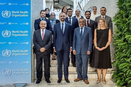 On 29 August 2022, WHO Director-General Dr Tedros Adhanom Ghebreyesus signs a Memorandum of Understanding with UAE Minister of State for Digital Economy, A.I. and Remote Work Applications H.E Omar Sultan Al Olama to expand the WHO-World Gov Summit partnership advocating for the promotion of global health priorities, including the UN Global Goals for Sustainable Development.  Dr Tedros said that the work will help to strengthen the world's global health architecture. https://twitter.com/DrTedros/status/1564293763773698050?s=20&t=oAeQDtxNDfwvNrxiKJ0XAg - Title of WHO staff and officials reflects their respective position at the time the photo was taken.