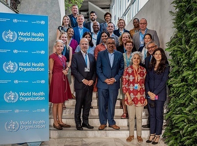 On 30 August 2022 WHO Director-General Dr Tedros Adhanom Ghebreyesus and WHO's Technical Advisory Group on Behavioural Insights stand together for a group photo. Read the https://www.who.int/director-general/speeches/detail/who-director-general-s-opening-remarks-at-12th-meeting-of-the-technical-advisory-group-on-behavioural-insights-and-sciences-for-health--30-august-2022 at the opening of the meeting.