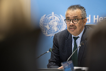 WHO Director-General Dr Tedros Adhanom Ghebreyesus makes opening remarks at the 15th meeting of the International Health Regulations (IHR) Emergency Committee for COVID-19, which took place online and in the Emergency Operations Centre at WHO headquarters on 4 May 2023.