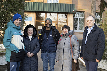 A WHO team visits the Zhytomyr Regional Center for Disease Control and Prevention of the Ministry of Health of Ukraine in the city of Berdychiv on 23 February 2023.
