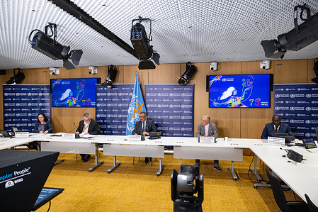 During the virtual press conference held at WHO Headquarters in Geneva, Switzerland, on 31 January 2024, WHO Director-General Dr Tedros Adhanom Ghebreyesus (centre) spoke about Gaza, the WHO Executive Board, trans fats and leprosy. Guest speaker Yohei Sasakawa, Chairman of the Nippon Foundation and WHO’s Goodwill Ambassador for Leprosy Elimination (centre right), made remarks on leprosy and the launch of the Global Appeal to End Stigma and Discrimination against Persons Affected by Leprosy. Related: https://www.who.int/director-general/speeches/detail/who-director-general-s-opening-remarks-on-gaza--the-who-executive-board--trans-fats-and-leprosy https://www.who.int/news-room/events/detail/2024/01/31/default-calendar/global-appeal-2024-to-end-stigma-and-discrimination-against-persons-affected-by-leprosy  