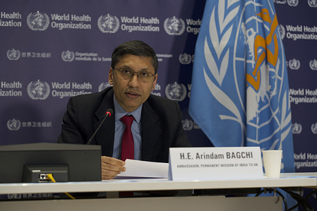 H.E. Mr Arindam Bagchi, Ambassador, Permanent Mission of India to UN, Geneva, at the launch of the Global Initiative on Digital Health. The hybrid in-person and virtual event took place at WHO Headquarters in Geneva, Switzerland, on 20 February 2024. The https://www.who.int/initiatives/global-initiative-on-digital-health is a WHO Managed Network aiming to amplify and align resources toward country-led digital health transformation through strengthened collaboration and knowledge exchange. It acts as a vehicle to facilitate the implementation of the Global Strategy on Digital Health 2020-2025. https://www.who.int/news-room/events/detail/2024/02/20/default-calendar/launch-of-the-global-initiative-on-digital-health