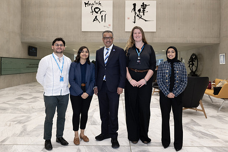 On 11 March 2024, WHO Director-General Dr Tedros Adhanom Ghebreyesus met current WHO Headquarters interns as well as the incoming and outgoing intern board. Pictured here: Outgoing WHO intern board. In a post published on X (formerly Twitter) after the meeting, Dr Tedros wrote: " Meeting with @WHO interns is one of the most inspiring internal activities for me.  Yesterday, I met with the current interns to discuss their career opportunities across the organization.  We agreed that interns will no longer have a three month break of service after they complete their internship. Interns will now be able to complete for positions after their internship is over making it possible to continue to work at WHO.   I firmly believe that talent is universal, opportunity isn’t. Hence, we’re expanding the opportunities for young talents from across the world. Together, for https://twitter.com/hashtag/HealthForAll?src=hashtag_click ."
