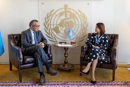 WHO Director-General Dr Tedros Adhanom Ghebreyesus met with Ambassador Ana Cecilia Gervasi Diaz of Peru on 12 April 2024 at WHO Headquarters in Geneva, Switzerland.  Posting about the meeting on X on 13 April, Dr Tedros said: " Productive discussion with https://twitter.com/hashtag/Peru?src=hashtag_click ’s Ambassador Ana Cecilia Gervasi Díaz, on the ongoing Member States’ negotiations on the #PandemicAccord, including on the role of GRULAC countries. We also discussed the impact of the #ClimateCrisis on health, especially dengue and malaria prevalence. I updated the Ambassador on @WHO ’s response in https://twitter.com/hashtag/Gaza?src=hashtag_click ."