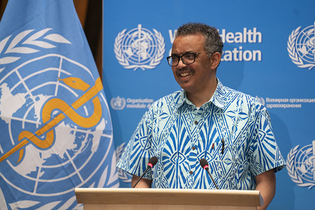 Seventy-third World Health Assembly, Geneva, Switzerland, 18-19 May 2020 (de minimis). The World Health Assembly will reconvene later in the year. WHO Director-General, Dr Tedros Adhanom Ghebreyesus during the closing session of the 73rd World Health Assembly — 19 May 2020. The DG’s closing speech to delegates of the 73rd WHA was made in a shirt from Tonga, presented to Dr Tedros last year during a visit to several islands in the Pacific, where he was welcomed by a choir of nurses. He wore the shirt again as a gesture of thanks and solidarity, in the hope that the choir expected to perform this year at the WHA will be able to travel for the WHA in 2021. In this spirit of solidarity, he thanked all Member States who have expressed their support at the Assembly, throughout the pandemic and for adopting the resolution, which calls for an independent and comprehensive evaluation of the international response – including, but not limited to, WHO’s performance. “We welcome any initiative to strengthen global health security, and to strengthen WHO, and to be more safe. As always, WHO remains fully committed to transparency, accountability and continuous improvement. We want accountability more than anyone”. He also thanked the members of the Independent Oversight Advisory Committee for their continuous work to review WHO’s work in health emergencies, and in particular for their report on the COVID-19 response published yesterday, that covers from the start of the pandemic until April. He reminded delegates that inspire of all our differences, we are one human race, and we share the same planet. COVID-19 has taken from us, but it has also given a reminder of what really matters, and the opportunity to forge a common future.